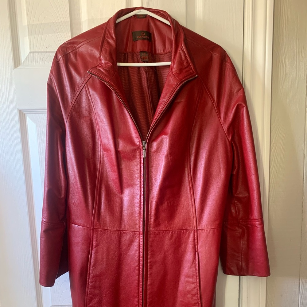 Danier Large Real Red Leather Coat